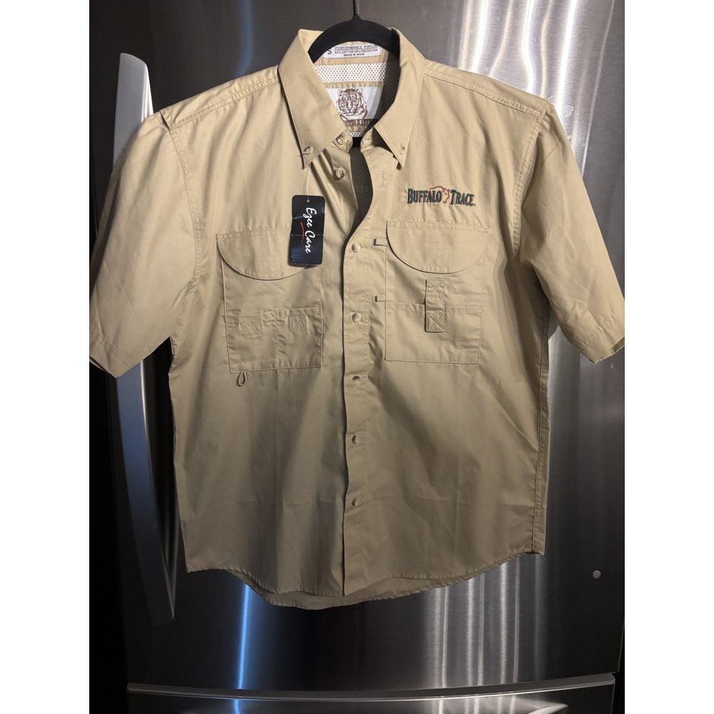 Buffalo Trace Distillery Unisex Fishing Shirt Size S‎ BIEGE Vented